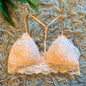 Aerie light pink floral bralette with adjustable straps